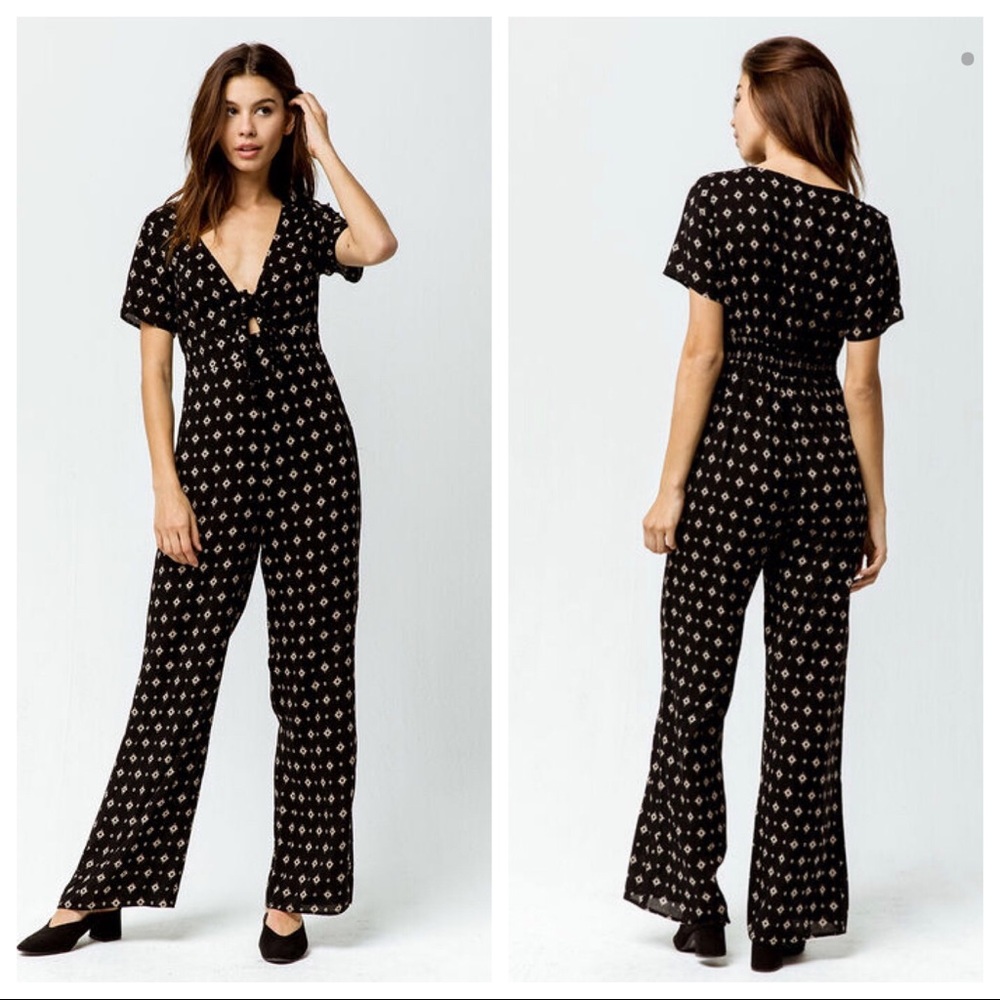 Sky & Sparrow Boho Print front tie Jumpsuit M